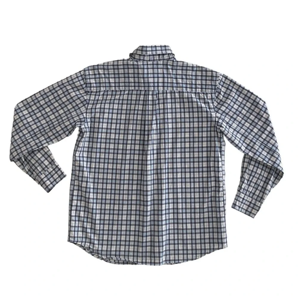 GAP Kids XL 12 Plaid SHIRT White Blue Gray button down Long Sleeve‎ Chest Pocket